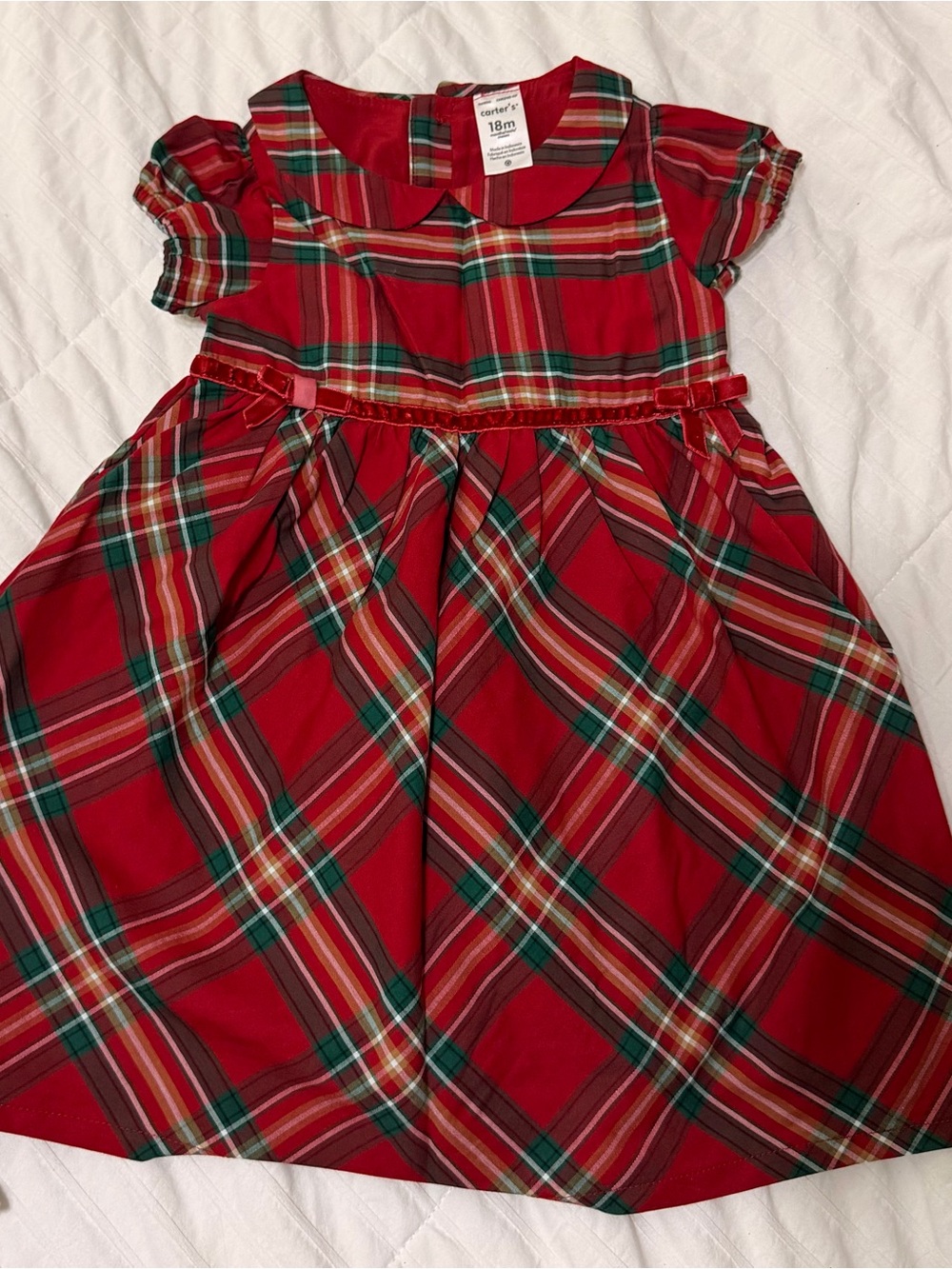 Carter's Red Plaid Holiday Dress with Green Accents